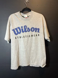 VINTAGE Y2K 90s WILSON ATHLETICWEAR T-SHIRT HERREN LARGE GRAU BESTICKT - Bild 1 von 12