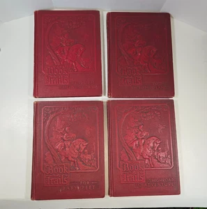 Book Trails Set 1928 Child Development Red Embossed Cover Colorful Illustrations - Picture 1 of 24