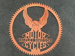 Lg. 21" Vintage Harley Davidson Wing Eagle Logo, Stahl Metall CNC Cut Out Wanddeko - Bild 1 von 4