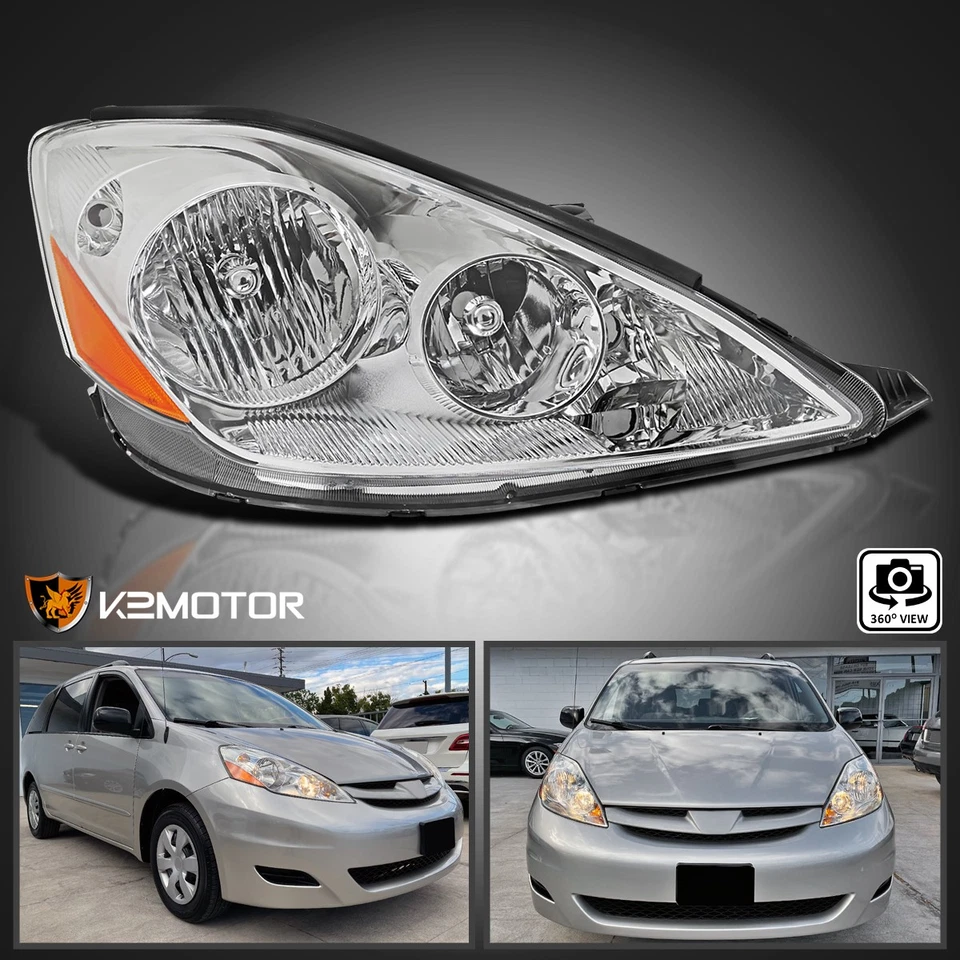 Right/Passenger Side Headlight Fits 2006-2010 Toyota Sienna Halogen Headlamps — 第 1/4 张图片