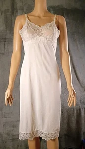  Nylon Tricot Vassarette Hollywood Sheer Bodice Slip 34 Tall Vintage Vamp Ivory - Picture 1 of 10