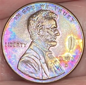 2008-D Lincoln Memorial Penny schöne glänzende super regenbogenfarbene Münze #5 - Bild 1 von 13