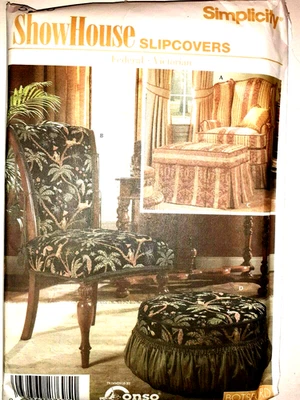 Simplicity 5085 Slipcovers Chair Ottoman Covers Sewing Pattern UC Cover Federal - Image 1 of 4