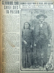 1909 Chicago Newspaper Page - Geronimo, Apache War Chief, Dies in Prison - Picture 1 of 2