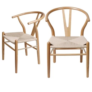 Levede 2x Dining Chairs Wooden Hans Wegner Chair Wishbone Chair Cafe Lounge Seat - Picture 1 of 10