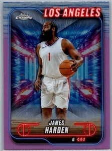 2025 Topps Chrome #198 James Harden Pink Refractor Los Angeles Clippers - Picture 1 of 2