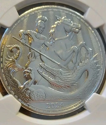 2024 Great Britain 1oz  Silver £2 St. George & The Dragon NGC MS69 - Image 1 of 4