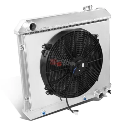 Radiador de aluminio completo de 3 filas + cubierta de ventilador de 12 V para camión Chevy/GMC C/K 1963-1966 Foto 1 de 4