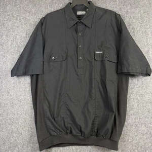 Vintage Members Only Men's XLT Short Sleeve 1/4 Button Elastic Band Black - Picture 1 of 13