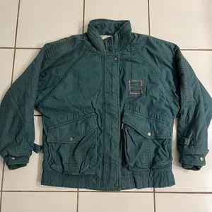 Vintage IZZI Daredevils 1908 Map Lined Jacket Men’s S Teal Taiwan 80s Bomber - Picture 1 of 12
