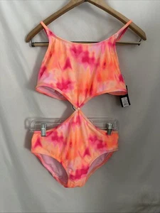 Art Class Girl XL PLUS 14 Monokini 1 PC Cut Out Pink/Orange Tye Dye Swimsuit NWT - Picture 1 of 11