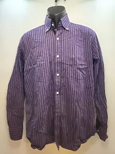 Camisa de vestir a rayas de negocios preppy manga larga grande de Tailorbyrd para hombre púrpura oscuro - Imagen 1 de 9
