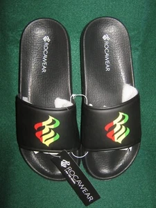 NWT Rocawear RASTA Men's(11/12)Brighton Logo Athletic BLACK Slide/Sandal+BANDANA - Picture 1 of 4