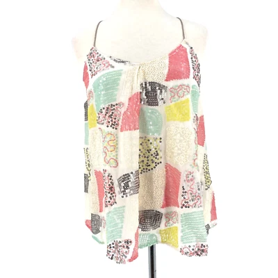 Camiseta sin mangas Floreat Anthropologie para mujer Louisa Boho lentejuelas 0004508 talla pequeña nueva con etiquetas Foto 1 de 4