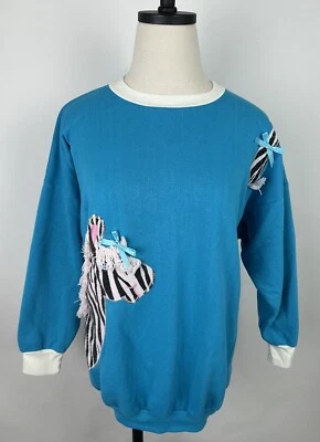 Sudadera vintage cebra para mujer pequeña apliques de zoológico lazos flecos Kawaii años 80 90 Foto 1 de 4
