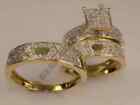 14K Yellow Gold 3.75Ct Round Lab-Created Diamond Bridal Engagement Trio Ring Set