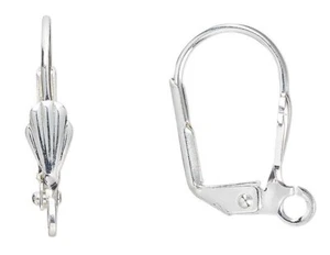 100 Silver Plated Brass 18mm Lever Back with Shell Earrings with Open Loop - Picture 1 of 2
