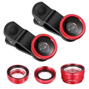 Mobile Phone Lens Set Smartphone Camera Wide Angle & Macro Fish Eye - Zdjęcie 1 z 12