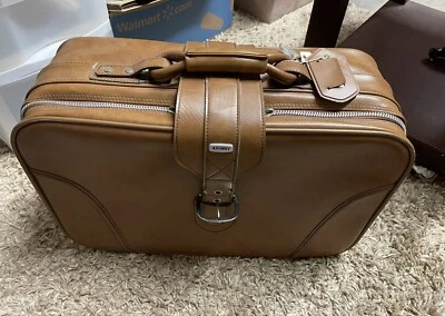 Nice Vintage Luggage Airway Leather Suitcase Lock & 2 Keys Brown Leather Travel - Image 1 of 4