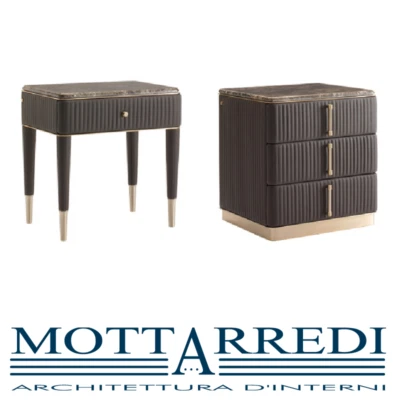 COMODINO RIVESTITO IN TESSUTO O PELLE Luigi Volpi AUGUSTA - Chiama x sconto - Immagine 1 di 4