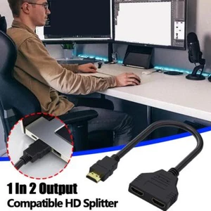 US-HDMI Splitter Adapter Cable 1 Input 2 Output for Office monitor pc laptop - Picture 1 of 14