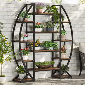 XXL Large Half-Moon Plant Stand Flower Rack for Living Room Balcony Patio Garden - Picture 1 of 12