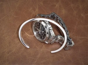 Men's Gents Solid 925 Sterling Silver Open Rectangular Torque, Bangle, Bracelet - Picture 1 of 11