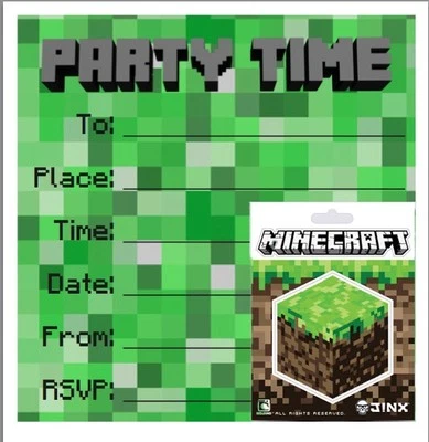 Party / Birthday Invites / Invitations with Minecraft Sticker! - Image 1 of 4