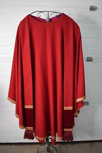 Nice Older Red Vestment with Stole, Gold Trim, 54" (FB116) - Picture 1 of 11