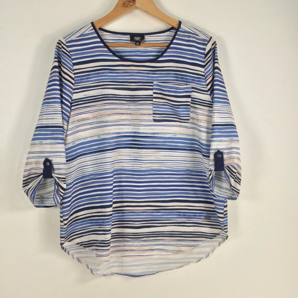 Line 7 женщин верхний размер 12 многоцветный в полоску 3/4 рукав круглый вырез 045328 - Изображение 1 из 4