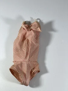 Vintage Barbie Busy Gal rot gestreift Neckholder Body Bluse Mode #981 - Bild 1 von 2