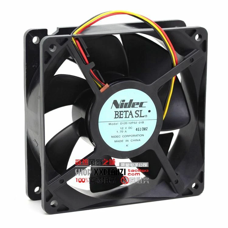 NIDEC D12E-12PS2 01B 12V 1.70A 120*120*38 3 wire 3pin cooling fan - Image 1 of 1