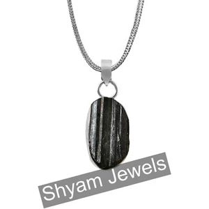 925 Sterling Silver Oval Black Kyanite Gemstone Pendant Necklace Gift Jewelry - Picture 1 of 8