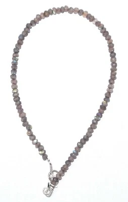 925 Argento Fine Blu Pietra Labradorite 3 MM Perline Rotonde 7 " Filo Bracciale - Immagine 1 di 4