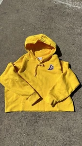 Nike NBA Los Angeles Lakers Fleece Hoodie Sweatshirt Pullover Cropped Small - Picture 1 of 7