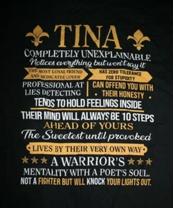 TINA...NOT A FIGHTER BUT WILL KNOCK YOUR LIGHTS OUT Langarm T-Shirt, Medium, Blk - Bild 1 von 4