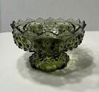 Vintage Fenton Emerald Green Hobnail Glass 6 Taper Candle Holder Pedestal Bowl