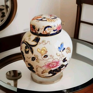 Vintage Masons Ironstone Blue Mandalay Lidded Big Ginger Jar - Picture 1 of 6