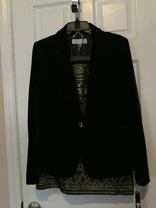 Damen Tahari schwarz Velours Jacke und Gold Rock Anzug-Größe 8 - Bild 1 von 7