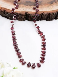 Garnet Faceted Drops 16 Inches Natural Gemstone Necklace - Picture 1 of 8
