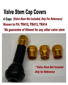 4-PC VALVE STEM CAPS Anodized Aluminum Alloy, Gold Colored - Picture 1 of 12