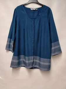 SEASALT CORNWALL FOX HOLE TOP Blue Cotton Blend Button Blouse UK 12 EX CON - Picture 1 of 5