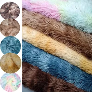 Gradient Tie Dye Fabric Faux Fur Plush Clothing Cushion Blanket Bag Sewing DIY - Picture 1 of 14