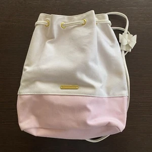 Vintage Y2K Juicy Couture Pink Cream Drawstring Scrunchy Tote Backpack Cute! - Picture 1 of 11