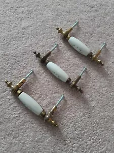 Amerock Allison White Porcelain Ceramic Floral Antique Brass Door Pulls - Qty 3 - Picture 1 of 6