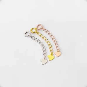 EXTENDER/ EXTENSION chain-Heart-925 sterling silver-Gold plated-Clasp-35 to 56mm - Picture 1 of 8