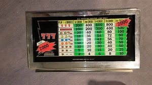 Vintage 777 Pays 2,000 Credits Slot Machine Glass With Stainless Steel Frame - Picture 1 of 10