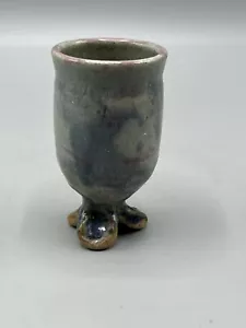 Studio Art Potery Three Footed Egg Cup Handmade Glazed Egg Cup - Picture 1 of 9