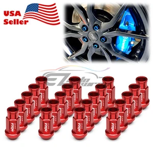 Red 20pcs M12X1.25 Screw Lug Nuts Short Tuner Aluminum Wheels Rims Cap WN01 - Picture 1 of 8