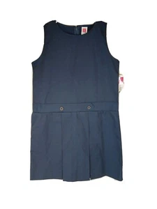 Girls A+ Navy Blue Drop Waist Jumper Pleat Uniform Dress School Size 12H - Picture 1 of 4